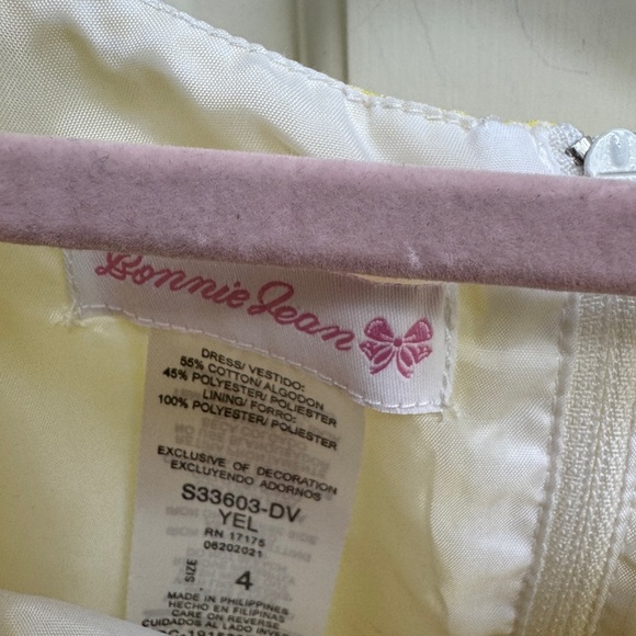 NWOT Bonnie Jean Girl Size 4 Yellow Formal Sleeveless Bow Dress - Picture 5 of 6